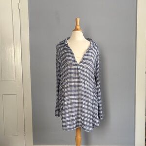 CP Shades Linen Teton Blue Plaid Tunic Size Large